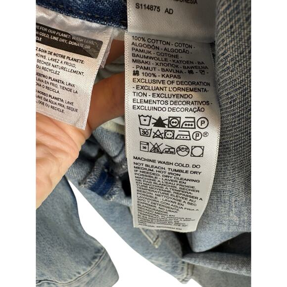 Levis Denim Midi Shirt Dress Long Sleeve Standard Fit Casual Classic Blue Sz 28 - Picture 14 of 14